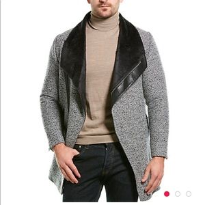 Asymmetric Contrast Collar Men’s Coat